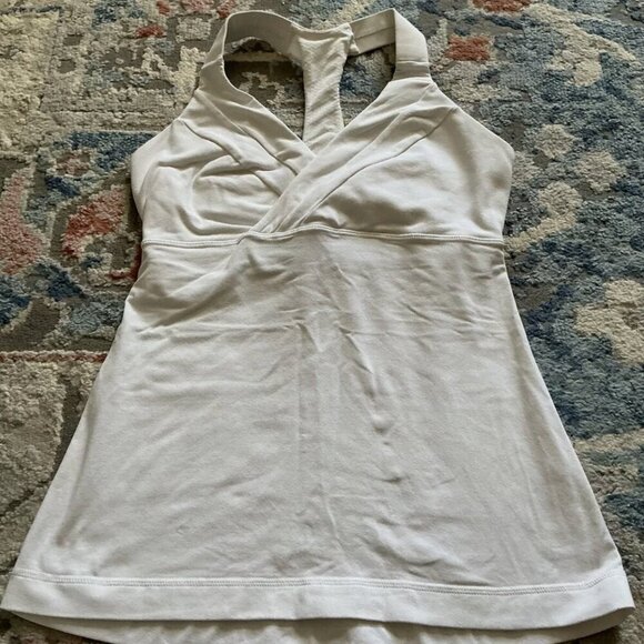 LULULEMON Women’s Tank Top Racer Y Back Solid White Yoga Gym Run Size 6 - Picture 1 of 3